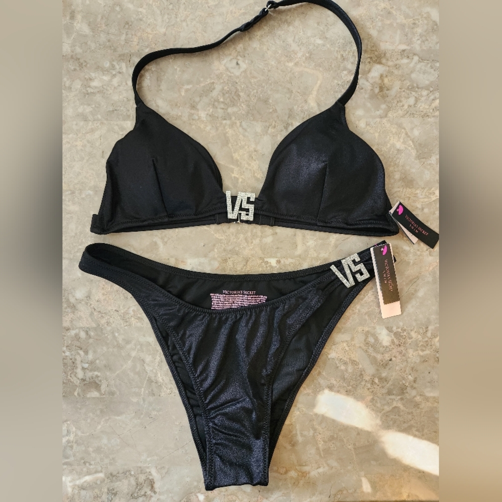 M/M VS Swim VS Hardware Triangle Bikini Top Brazilian Bikini Set Black